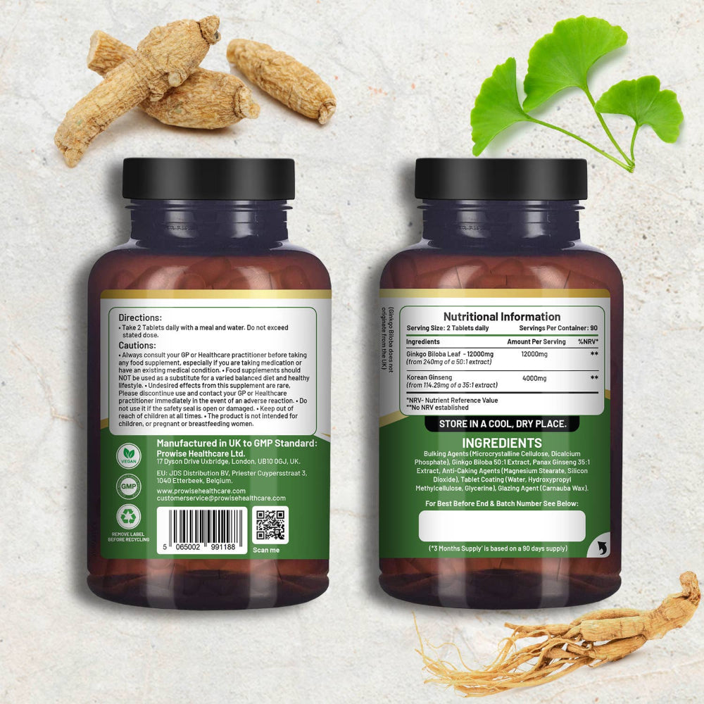 Prowise Healthcare Ginkgo Biloba und Koreanische Ginseng 16.000 mg · 180 vegane Tabletten – Bild 4