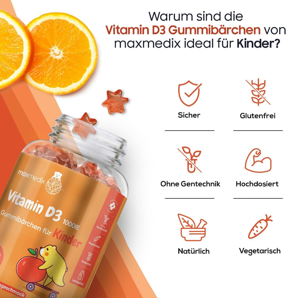 maxmedix Vitamin D3 Kinder Gummibärchen 1000 IE · 120 Stück – Bild 3