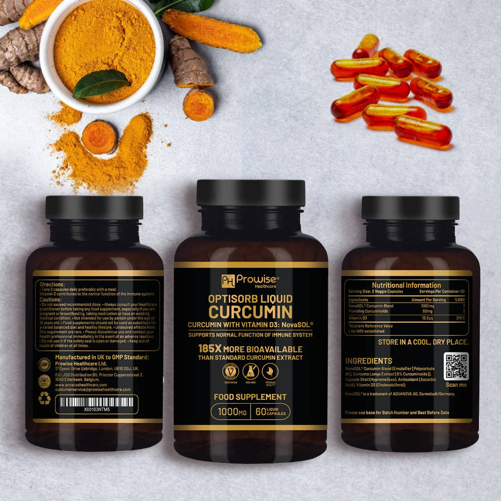 Prowise Healthcare Optisorb flüssiges Curcumin mit Vitamin D · 60 Kapseln – Bild 4