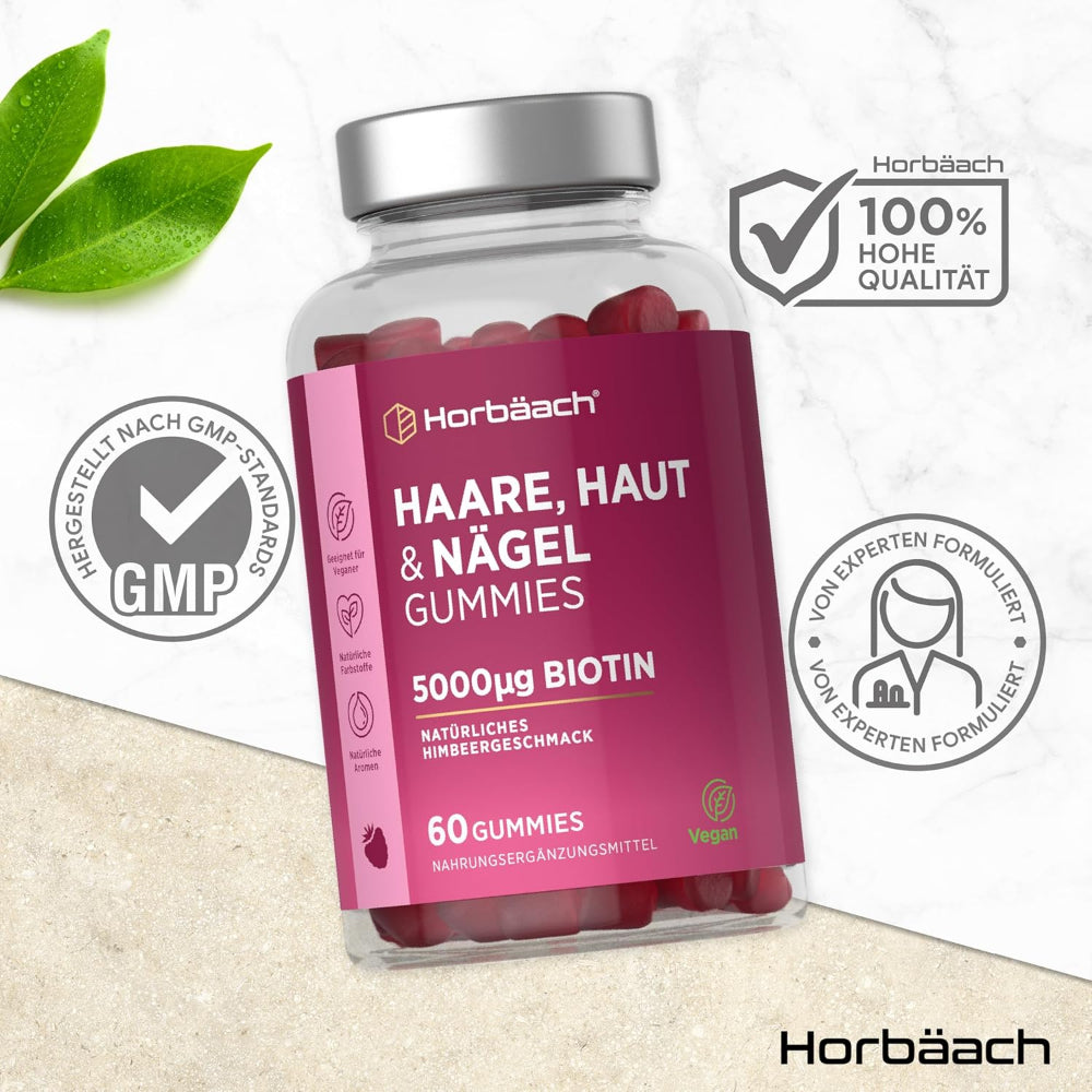 Horbaach Haut, Haare & Nägel Gummies mit 5000μg Biotin · 60 Stück – Bild 4