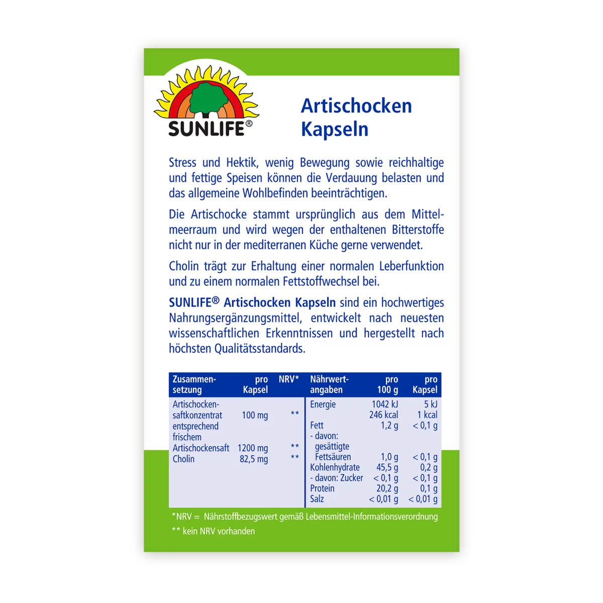 Sunlife Artischocken Kapseln · Für eine gesunde Verdauung und Leber – Bild 3