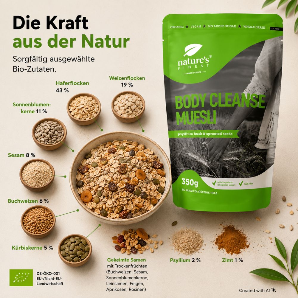 Nature's Finest Bio Müsli zur Körperentgiftung · 350g – Bild 4