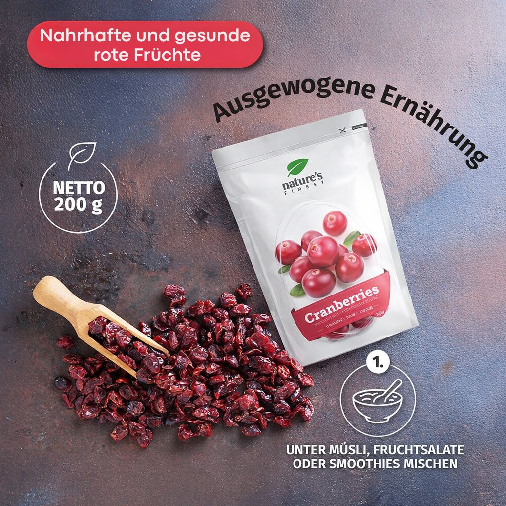 Nature's Finest Cranberries Bio mit Apfelsaft gesüßt · 200 g – Bild 4