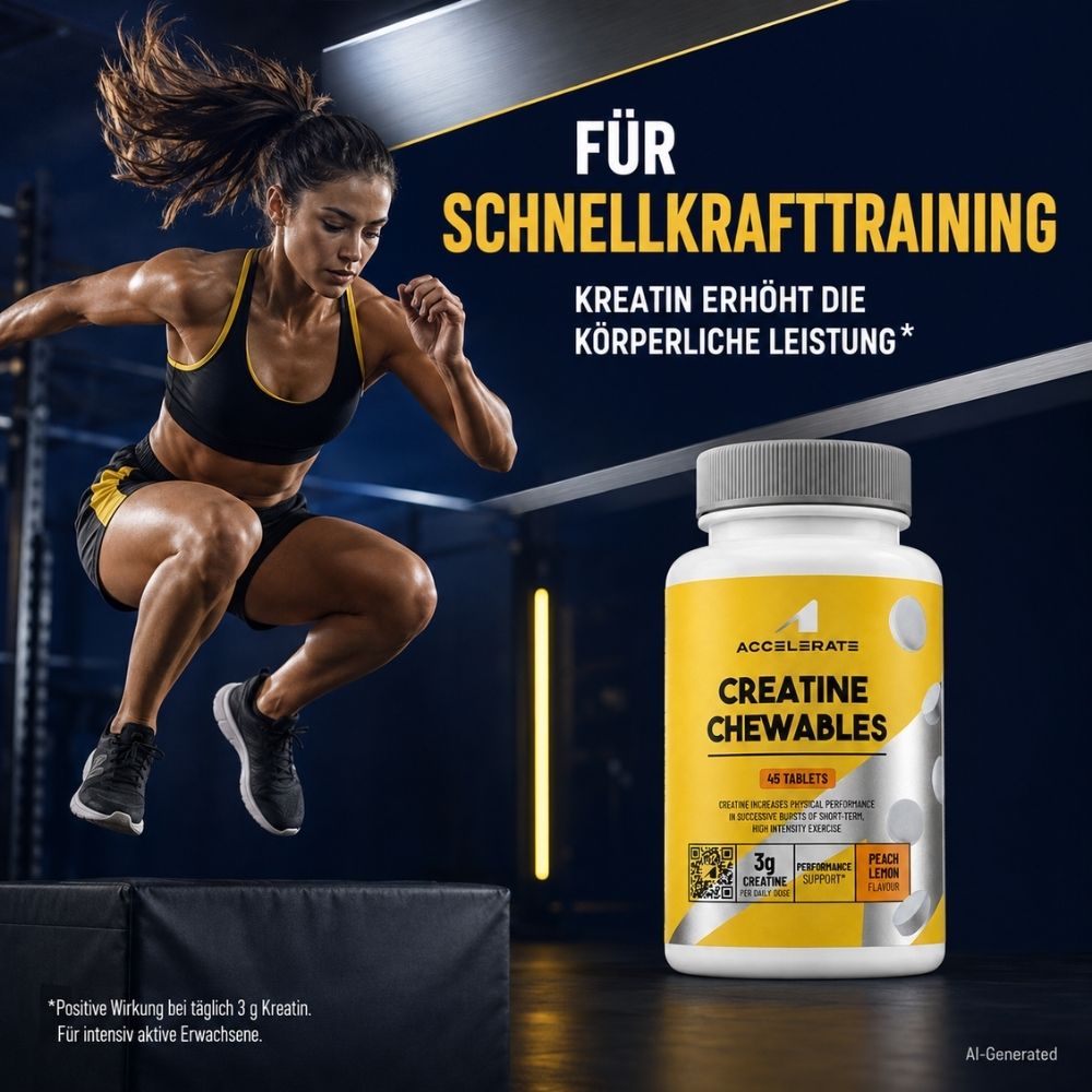 Accelerate | Creatine Chewables – Kreatin-Kautabletten Pfirsich-Zitrone – 45 Stück