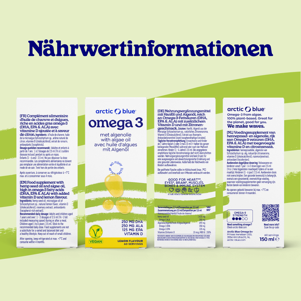 Arctic Blue Omega 3 Algenöl DHA + EPA und Hanfsamenöl ALA mit Vitamin D3 – Bild 6