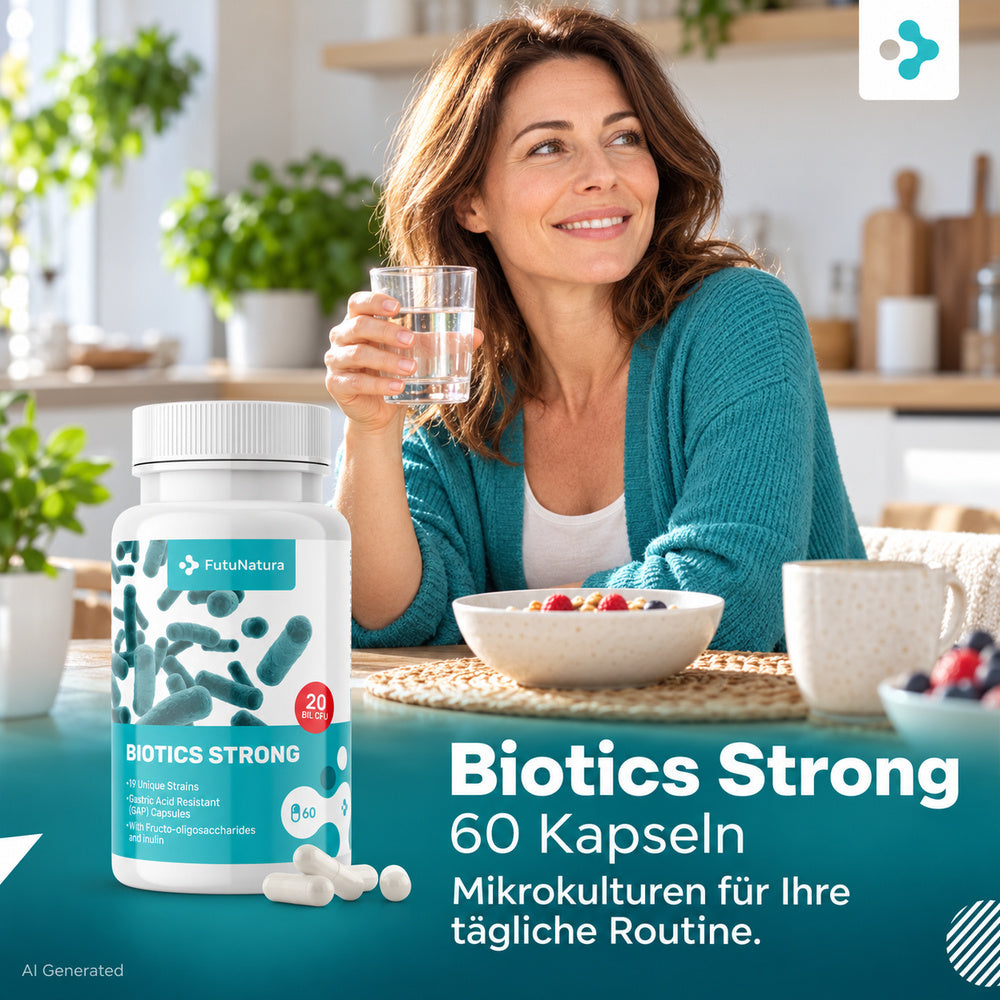 FutuNatura | Biotics Strong – 19 mikrobiologische Kulturen mit Inulin und FOS - 60 Kapseln