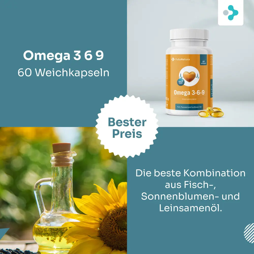 FutuNatura Omega 3-6-9 · Herz und Cholesterin · 60 Weichkapseln – Bild 3