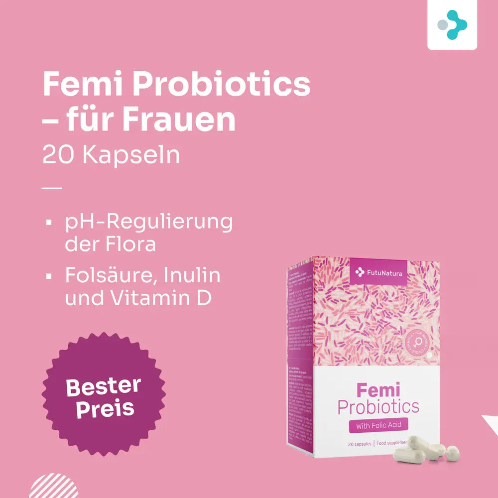 FutuNatura Femi Probiotics mit Zusatz von Vitamin B9 · Folsäure · für Frauen · 20 Kapseln – Bild 3