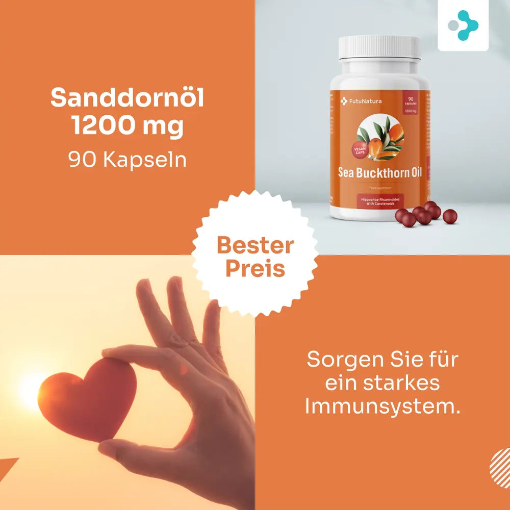 FutuNatura Sanddornöl 1200 mg · Verdauung, Immunsystem und Herz-Kreislauf · 90 Kapseln – Bild 3