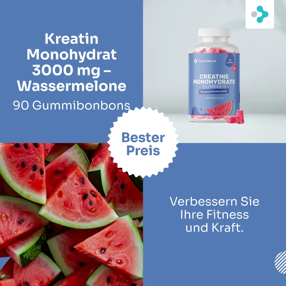 FutuNatura Kreatin Monohydrat 3000 mg · Wassermelone · 90 Gummibonbons – Bild 4