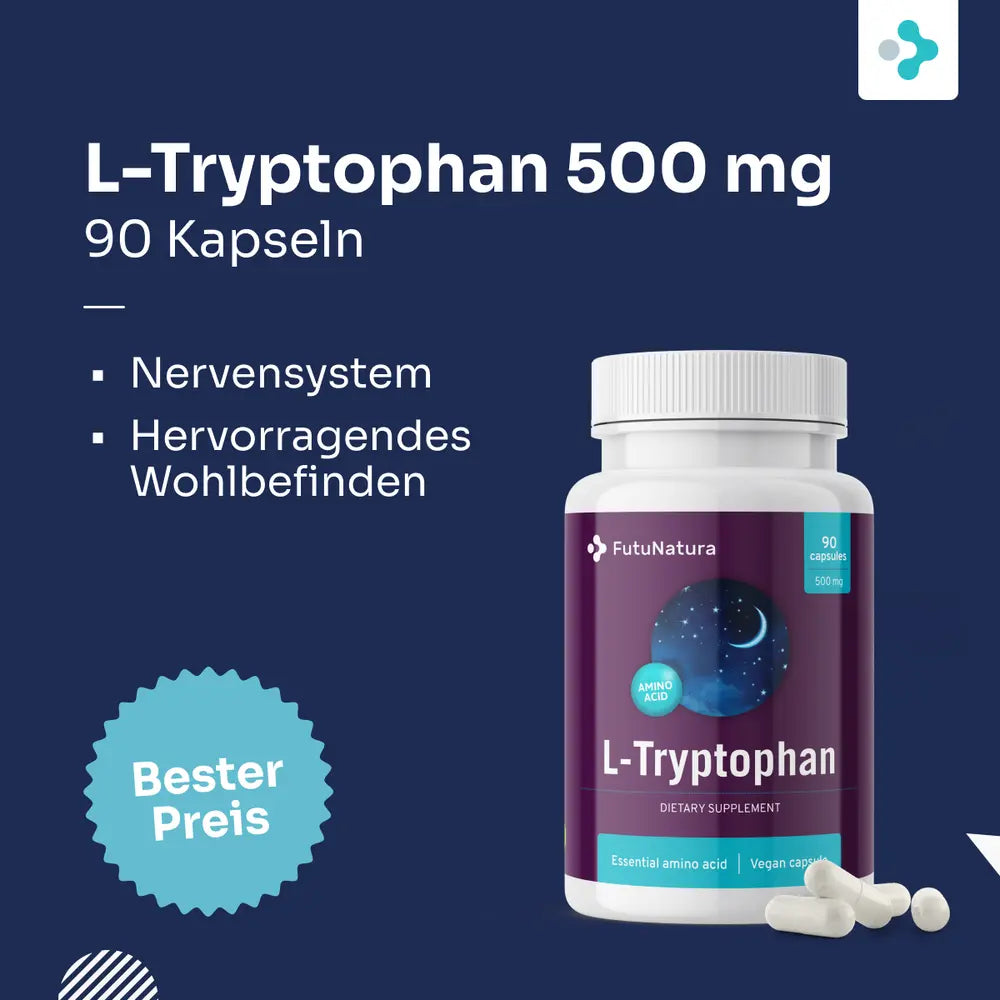 FutuNatura | L-Tryptophan 500 mg - Schlaf und psychische Gesundheit - 90 Kapseln