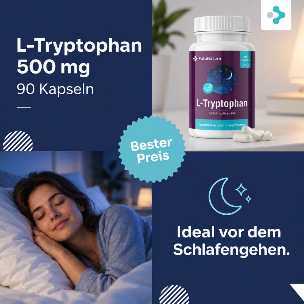 FutuNatura | L-Tryptophan 500 mg - Schlaf und psychische Gesundheit - 90 Kapseln
