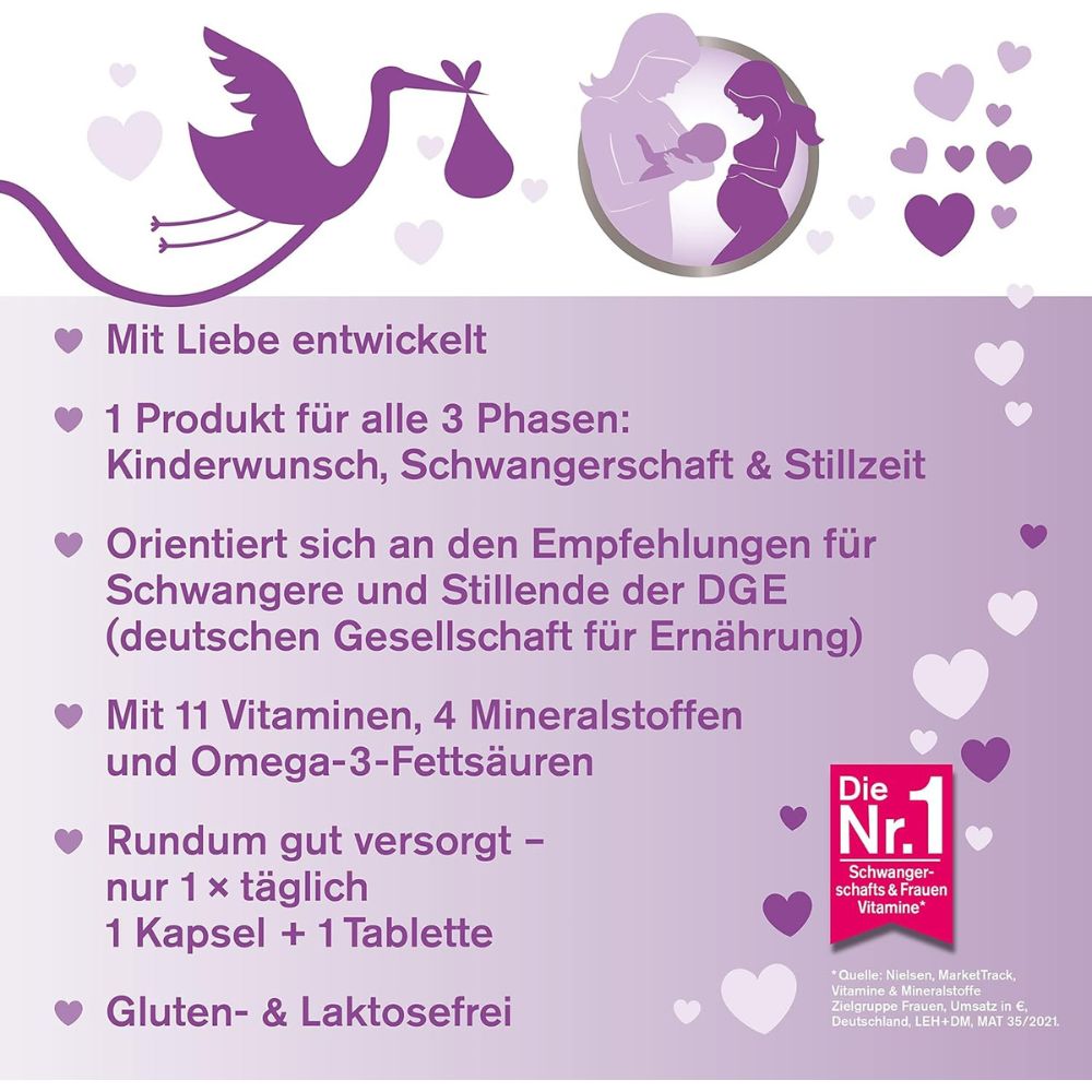 tetesept® Femi Baby für Kinderwunsch, Schwangeren und Stillenden · 1 Monatspackung – Bild 3