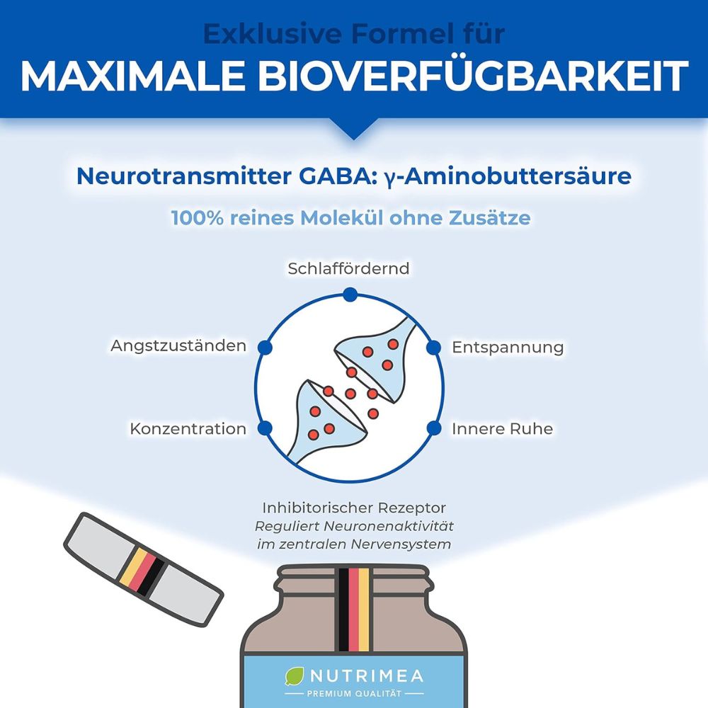 Nutrimea GABA Pur Pur 750mg · Hochdosiert & Ohne Zusätze · 60 Kapseln – Bild 4