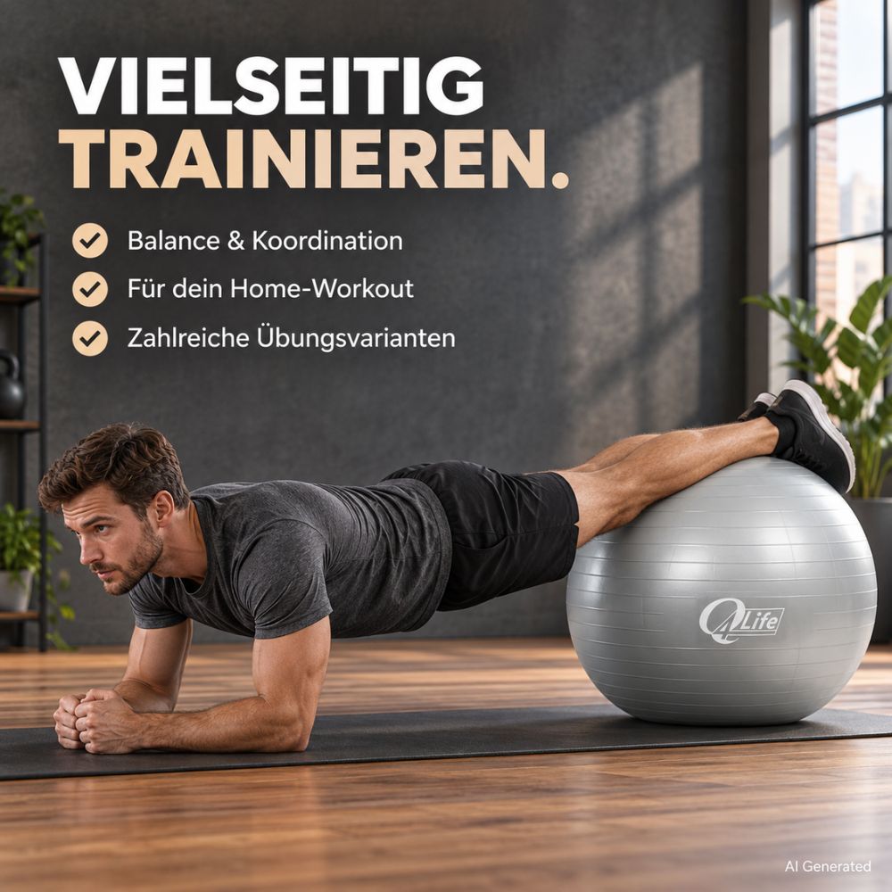 Q4Life | Gymnastikball 65 cm - Set mit Pumpe