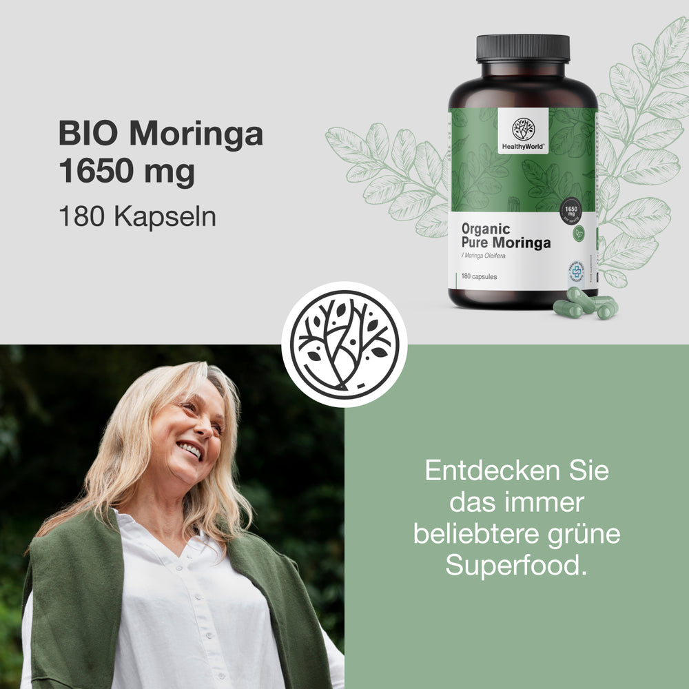 HealthyWorld BIO Moringa 1650 mg · 180 Kapseln – Bild 3