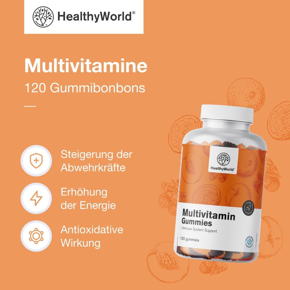 HealthyWorld Multivitamine Gummies mit 10 Vitaminen · 120 Gummibonbons – Bild 3
