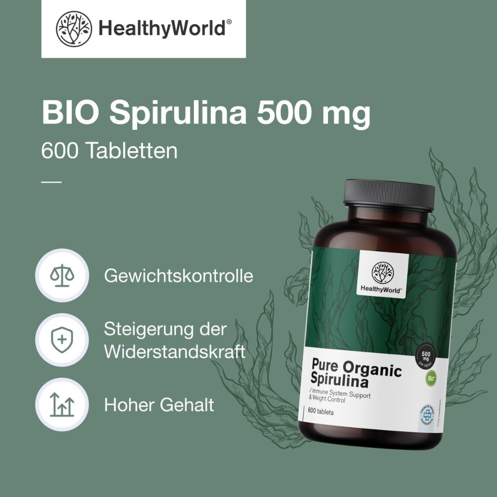 HealthyWorld BIO Spirulina 500 mg · 600 Tabletten – Bild 3
