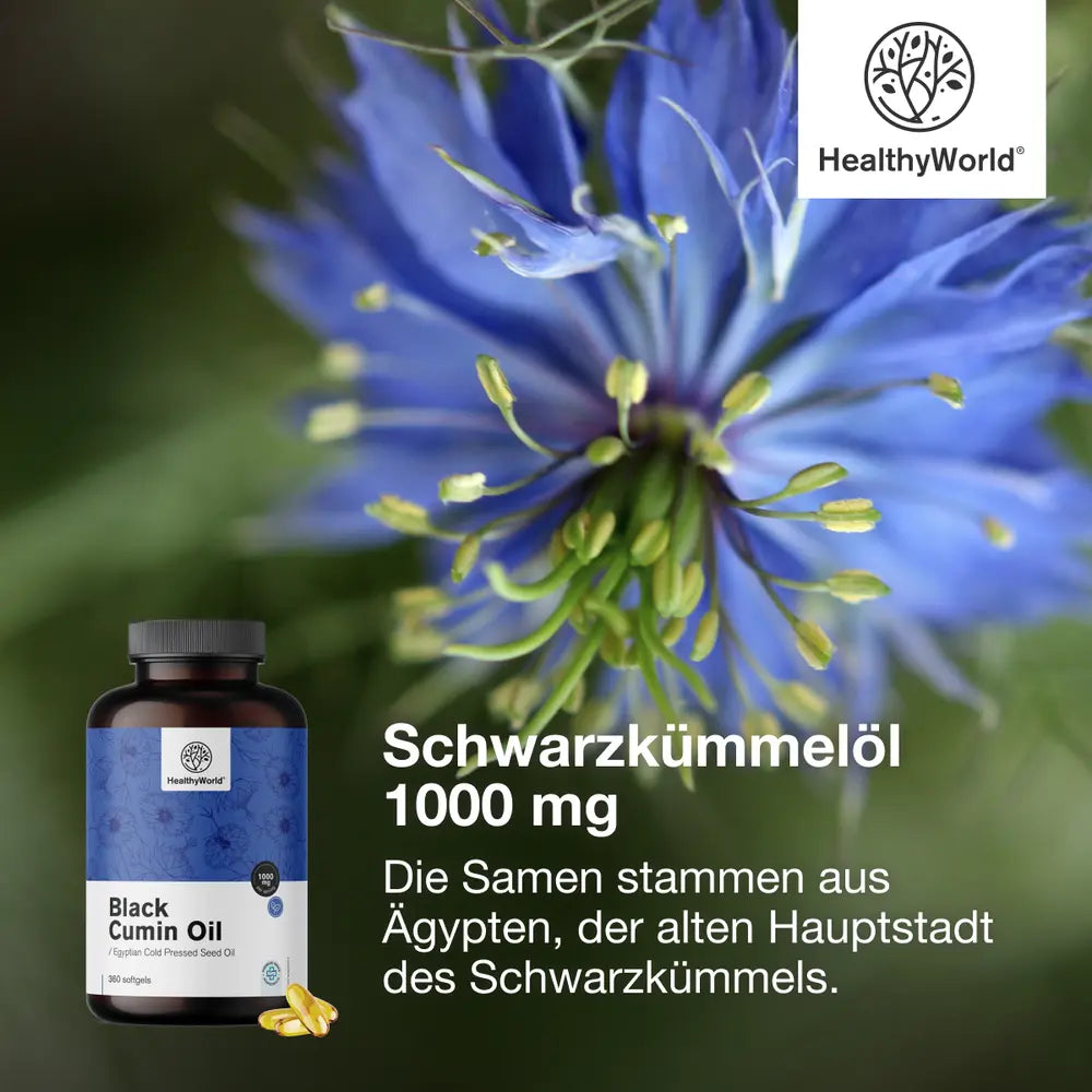 HealthyWorld Schwarzkümmelöl 1000 mg · 360 Weichkapseln – Bild 4