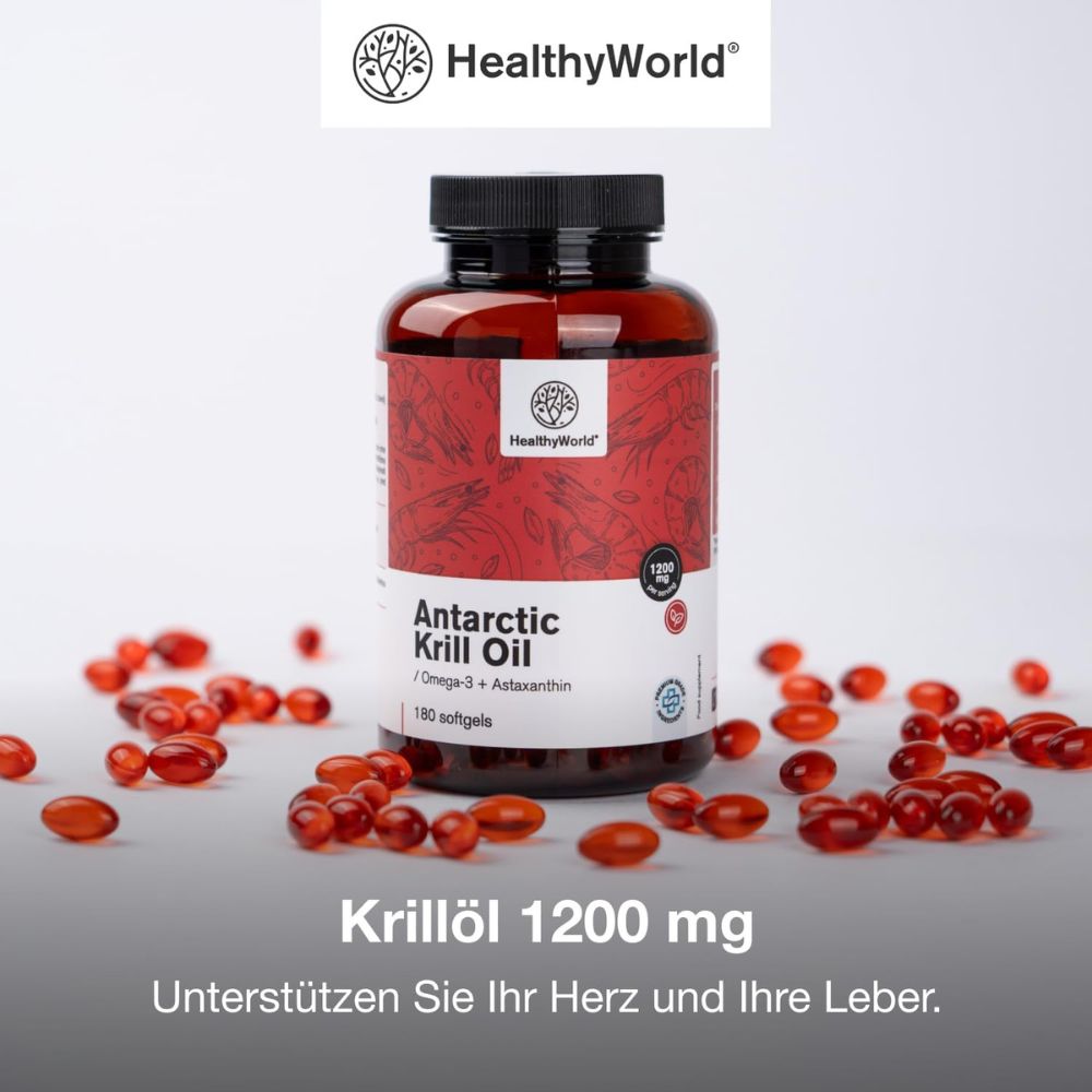 HealthyWorld Krillöl 1200 mg für Herz, Blutgefäße und Leber · 180 Weichkapseln – Bild 5