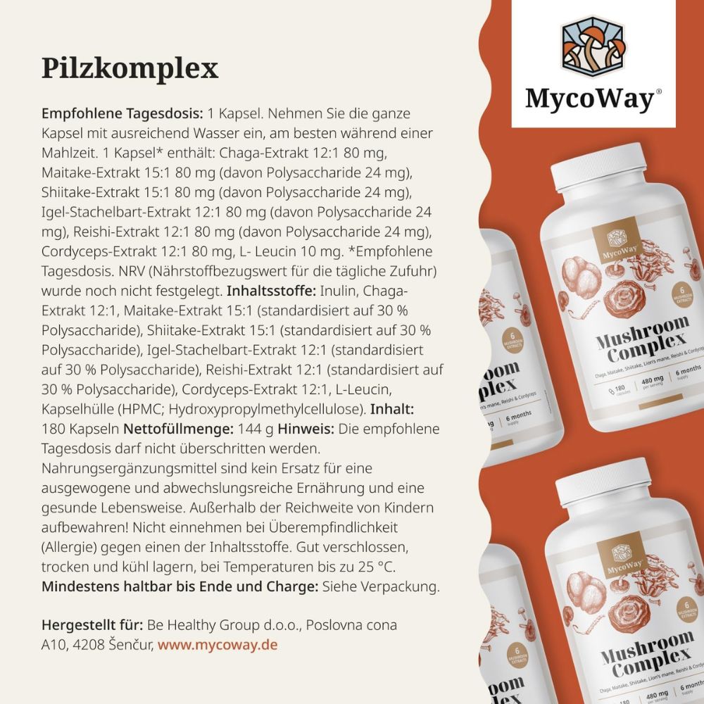 MycoWay Pilzkomplex zur Stärkung und Unterstützung des Körpers · 180 Kapsel – Bild 5