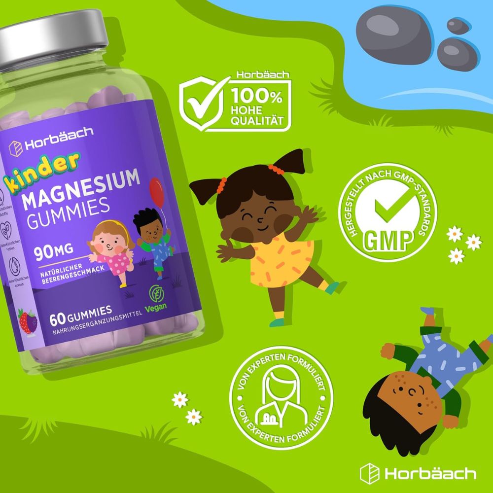 Horbaach Magnesium 90mg Gummibärchen für Kinder · 60 Stück – Bild 6