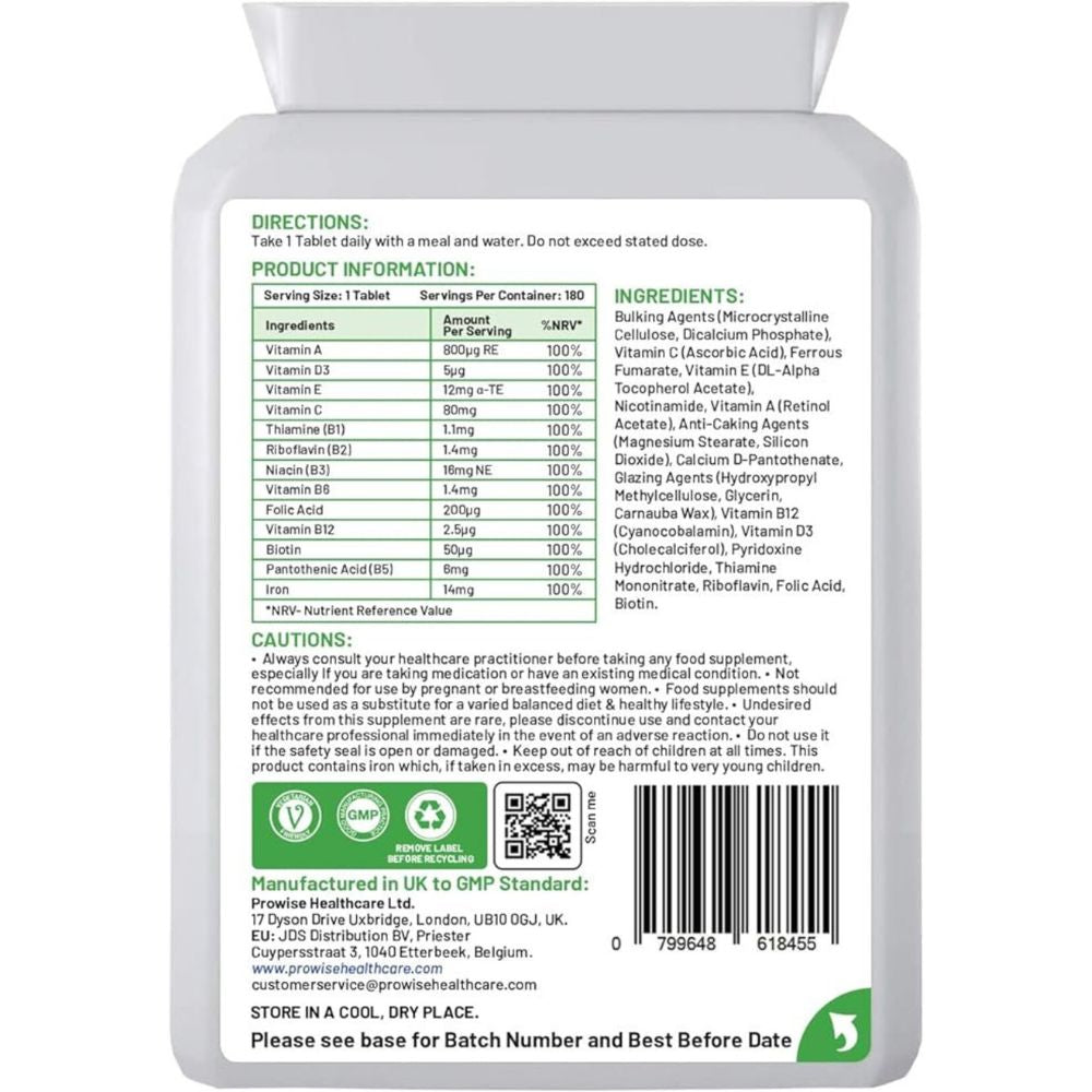 Prowise Healthcare Multivitamin mit Eisen zur Unterstützung des Immunsystems · 180 Tabletten – Bild 4