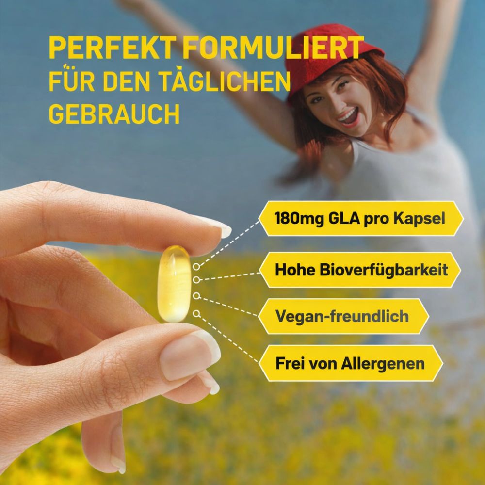 Prowise Healthcare Veganes Nachtkerzenöl 2000mg mit Vitamin E & B6 · 60 Weichkapseln – Bild 3