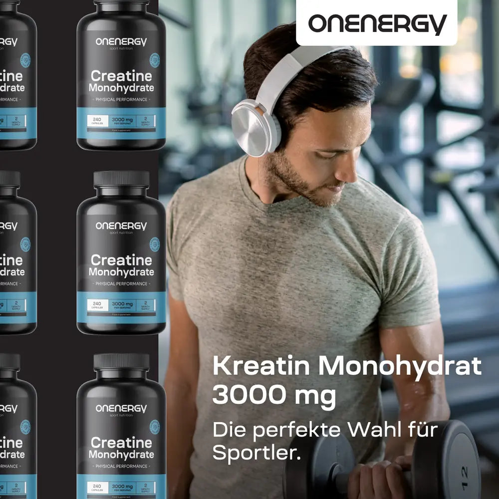 OnEnergy Kreatin Monohydrat 3000 mg für der körperlichen Leistungsfähigkeit · 240 Kapseln – Bild 4