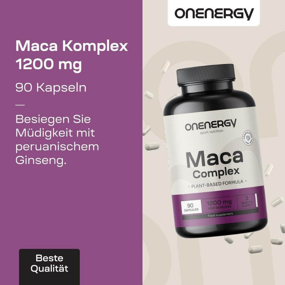 OnEnergy Maca Komplex 1200 mg Für Energie, Ausdauer und sexuelle Vitalität · 90 Kapseln – Bild 4