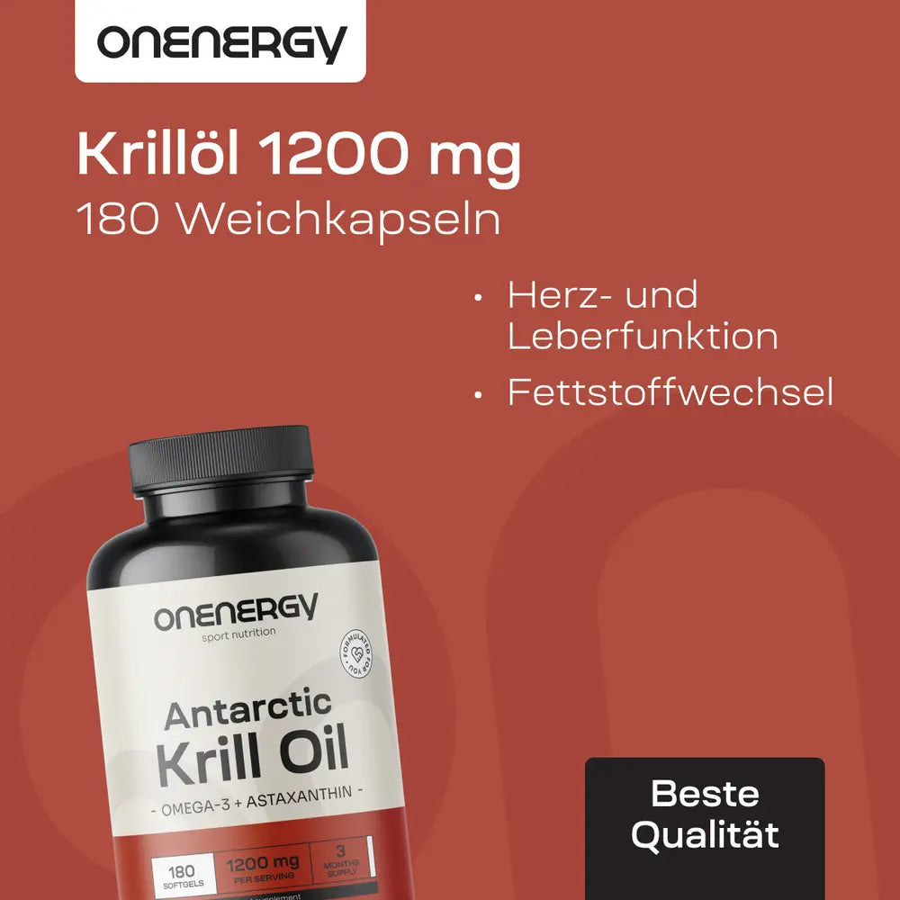 OnEnergy Antarctic Krillöl 1200 mg mit Omega-3 + Astaxanthin · 180 Weichkapseln – Bild 3