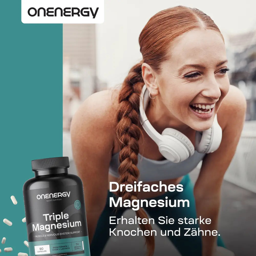 OnEnergy Dreifaches Magnesium mit Bisglycinat + Oxid + Laktat · 90 Kapseln – Bild 2