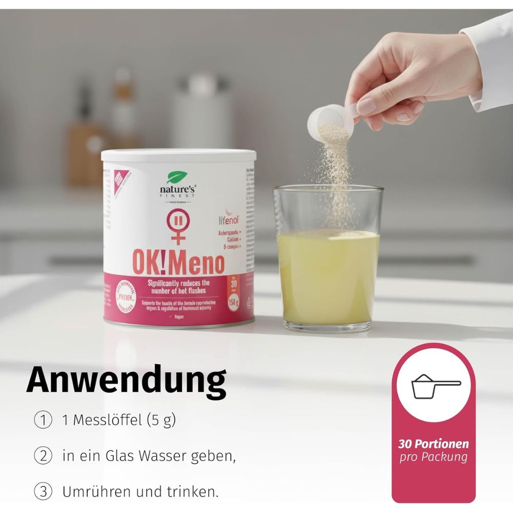 Nature's Finest | OK!Meno – Menopause-Komplex mit Lifenol®, Ashwagandha & B-Vitaminen – 150 g