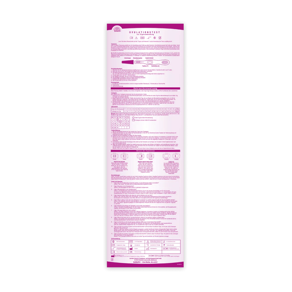 Sunlife | Ovulationstest / Fruchtbarkeitstest - 5 Stk Schnell-Teststäbchen