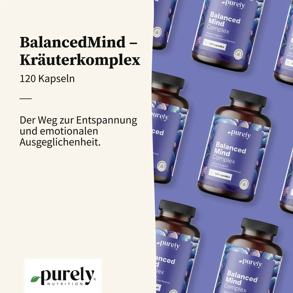 Purely BalancedMind · Kräuterkomplex für Ruhe und inneres Gleichgewicht · 120 Kapseln – Bild 3
