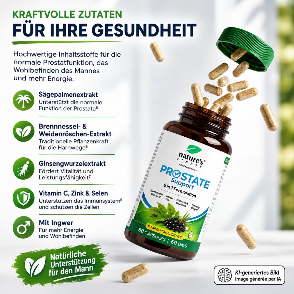 Nature’s Finest | PROSTATE Support – 8-in-1 Männer-Komplex für Prostata & Harnwege – Kapseln