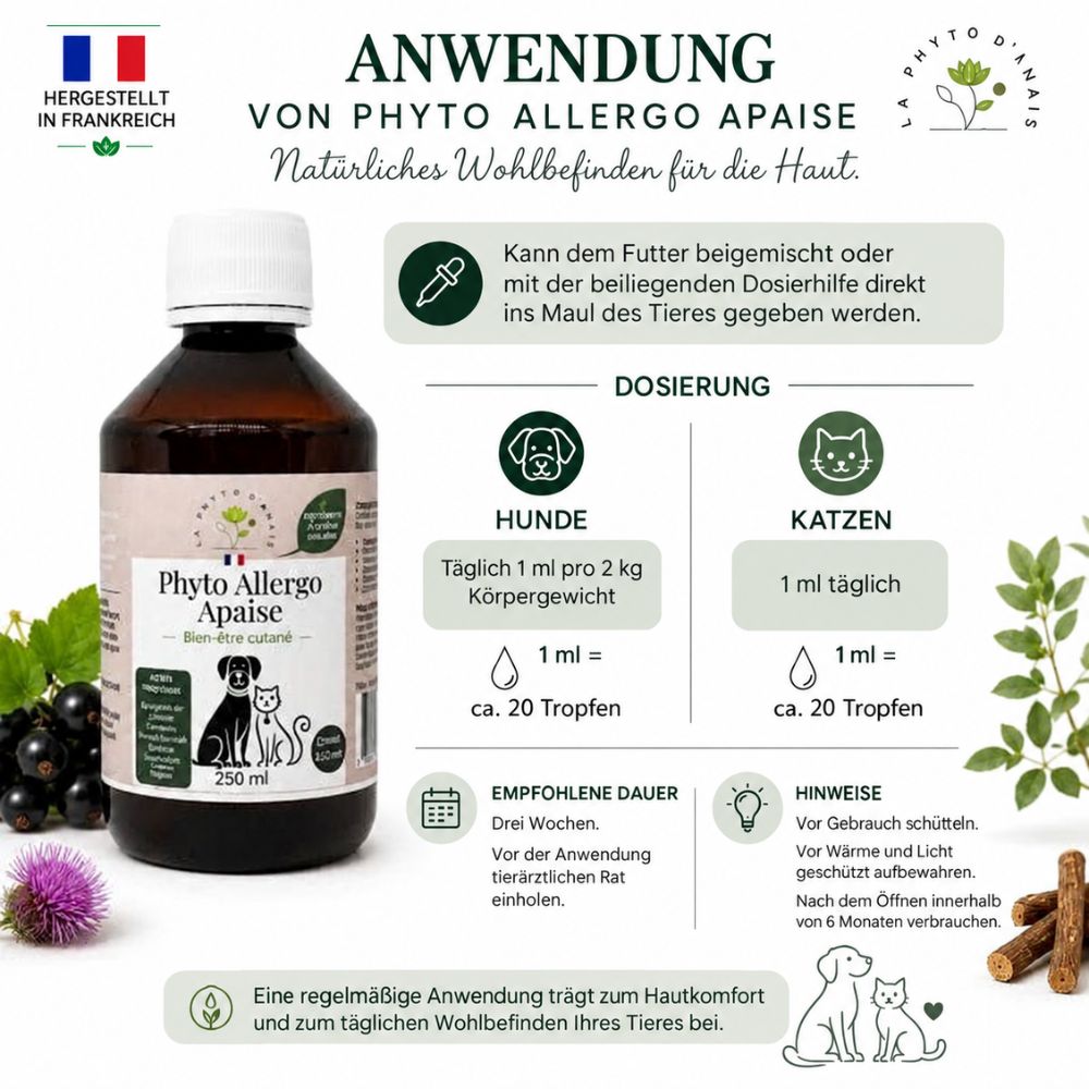 La Phyto d’Anaïs | Phyto Allergo Apaise – Für Hunde und Katzen mit empfindlicher Haut - 250 ml