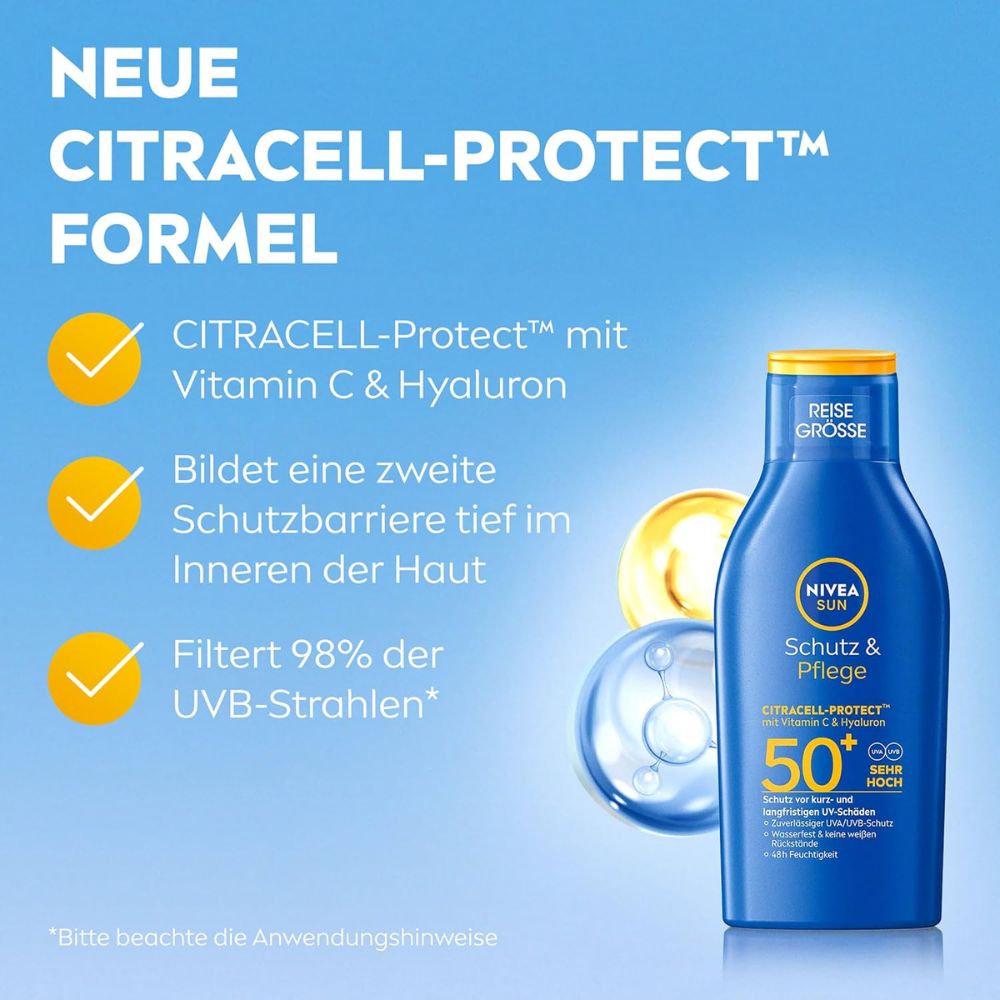 NIVEA SUN Schutz & Pflege Sonnenlotion LSF 50 mit CitraCell-Protect™ · 200 ml – Bild 4
