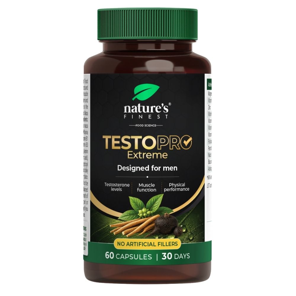 Nature’s Finest | TestoPRO Extreme – Testosteron-Support mit Maca, Ashwagandha, Zink & B-Komplex – 60 Kapseln