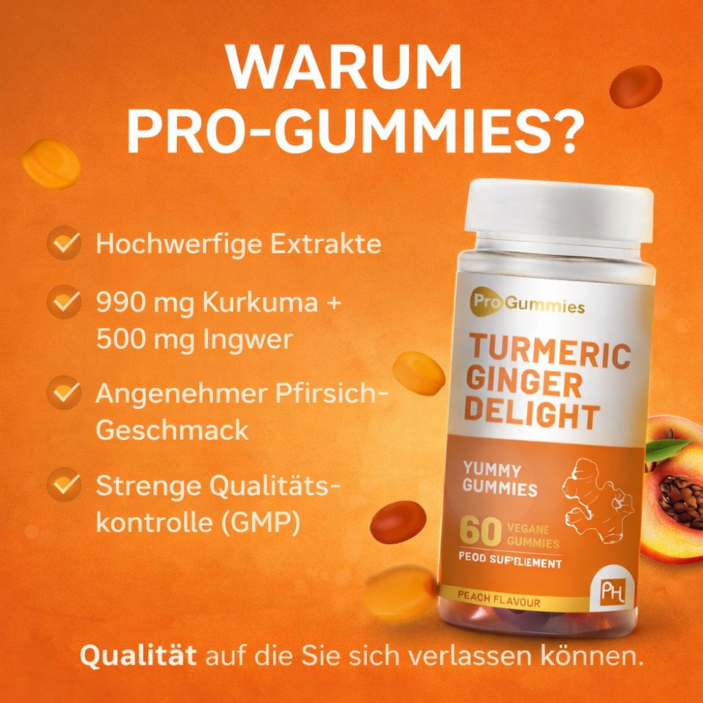 Prowise Healthcare Turmeric Ginger Delight mit Pfirsichgeschmack · 60 vegane Gummies – Bild 4