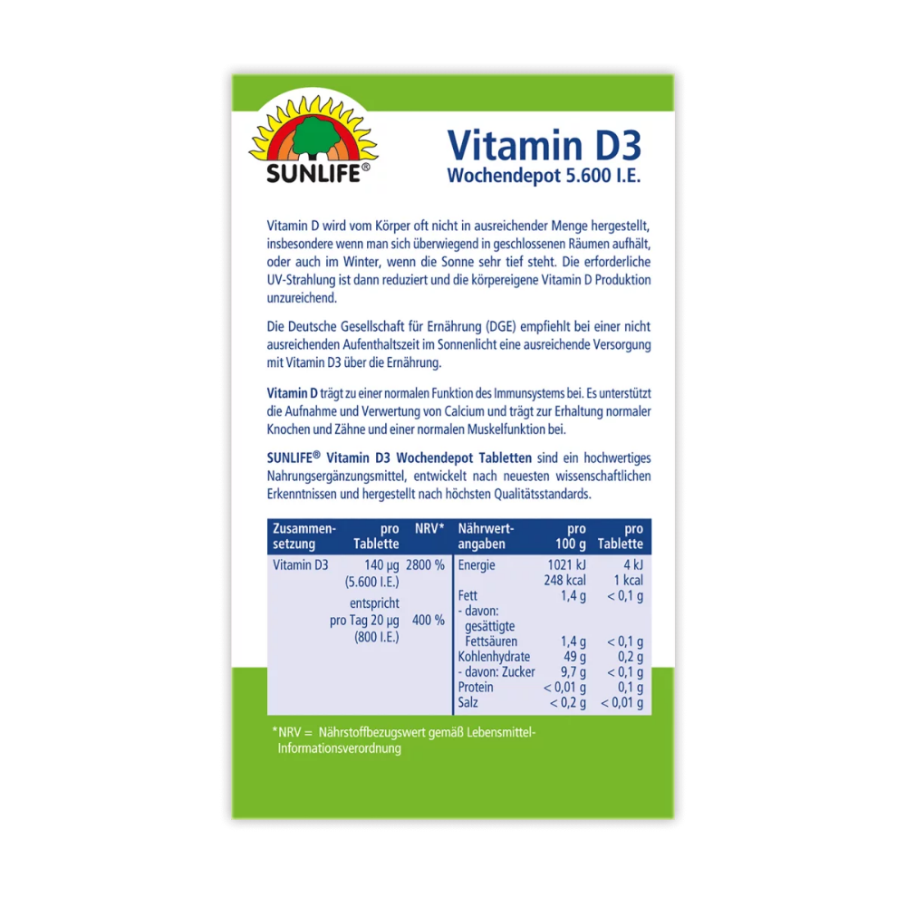 Sunlife Vitamin D3 Wochendepot · 20 Tabletten – Bild 6