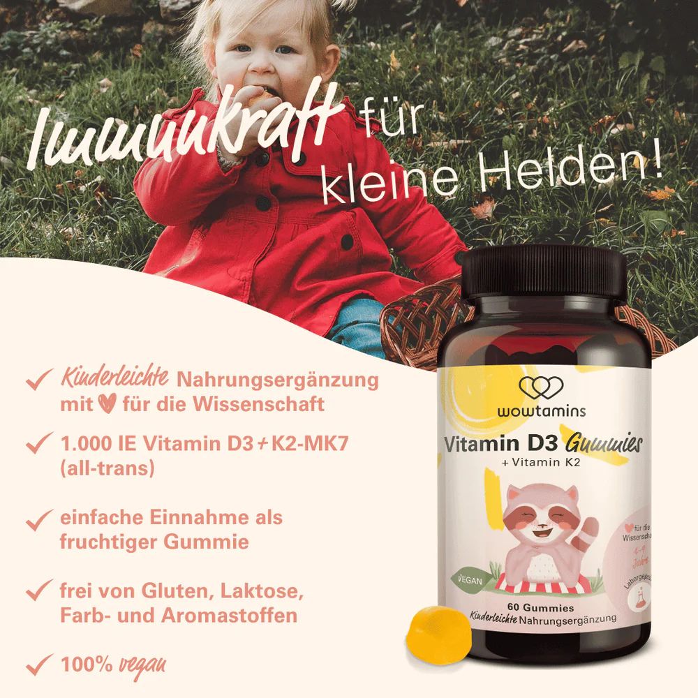 WOWTAMINS Vitamin D3 + K2 Gummies · für Knochen & Immunsystem – Bild 3