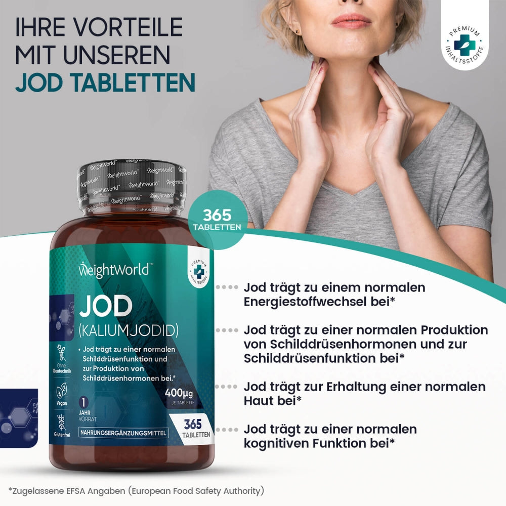 WeightWorld Jod 400µg & Kaliumjodid · 365 vegane Tabletten – Bild 4