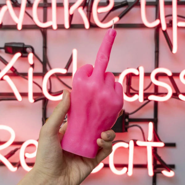 F*uck You Kerze | CandleHand | Handzeichen Mittelfinger | Pink