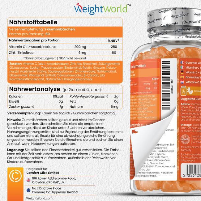 Weightworld Vitamin C & Zink Gummibärchen · 120 Stück – Bild 6