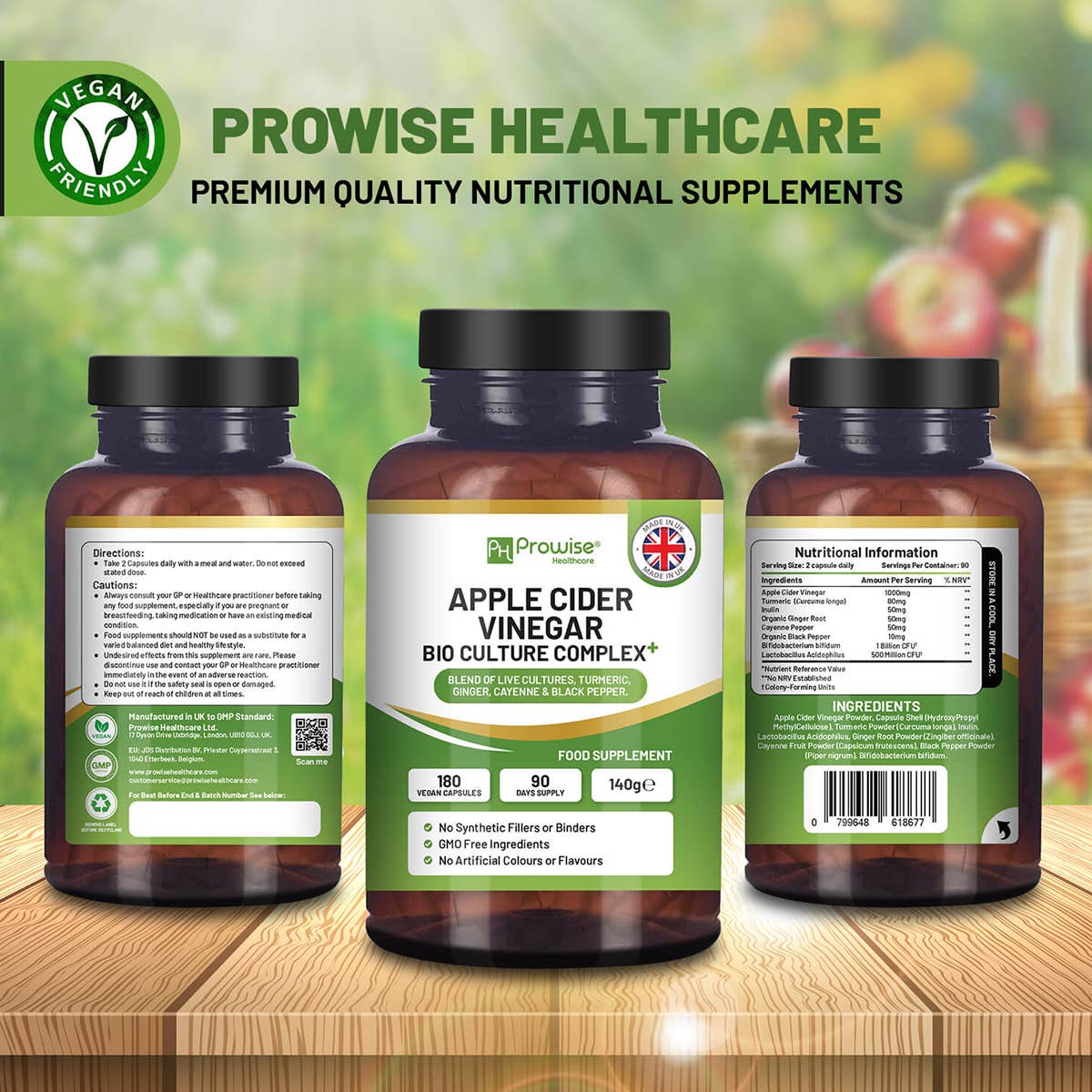 Prowise Healthcare Apfelessig-Komplex 1300 mg · 180 Kapseln – Bild 3