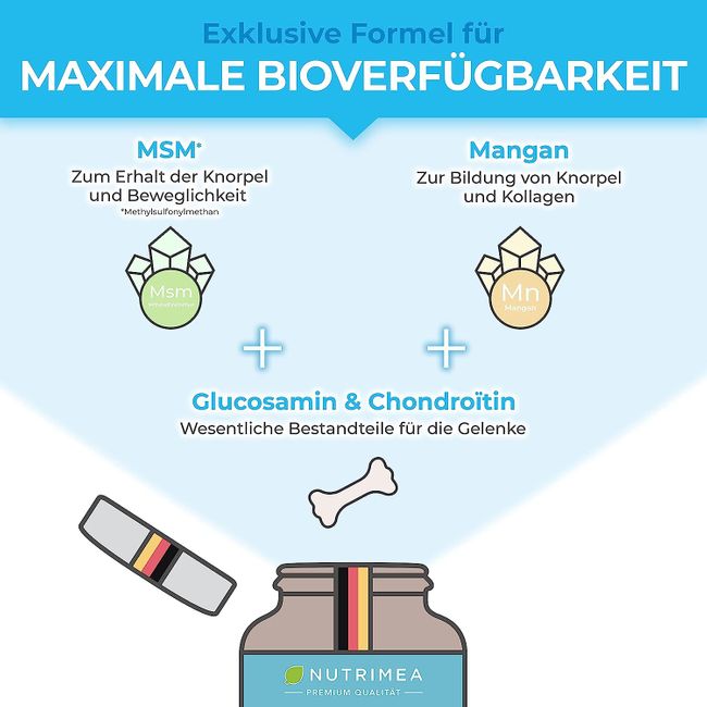 Nutrimea Glucosamin & Chondroitin Hochdosiert + MSM + MANGAN · 90 Kapseln – Bild 4