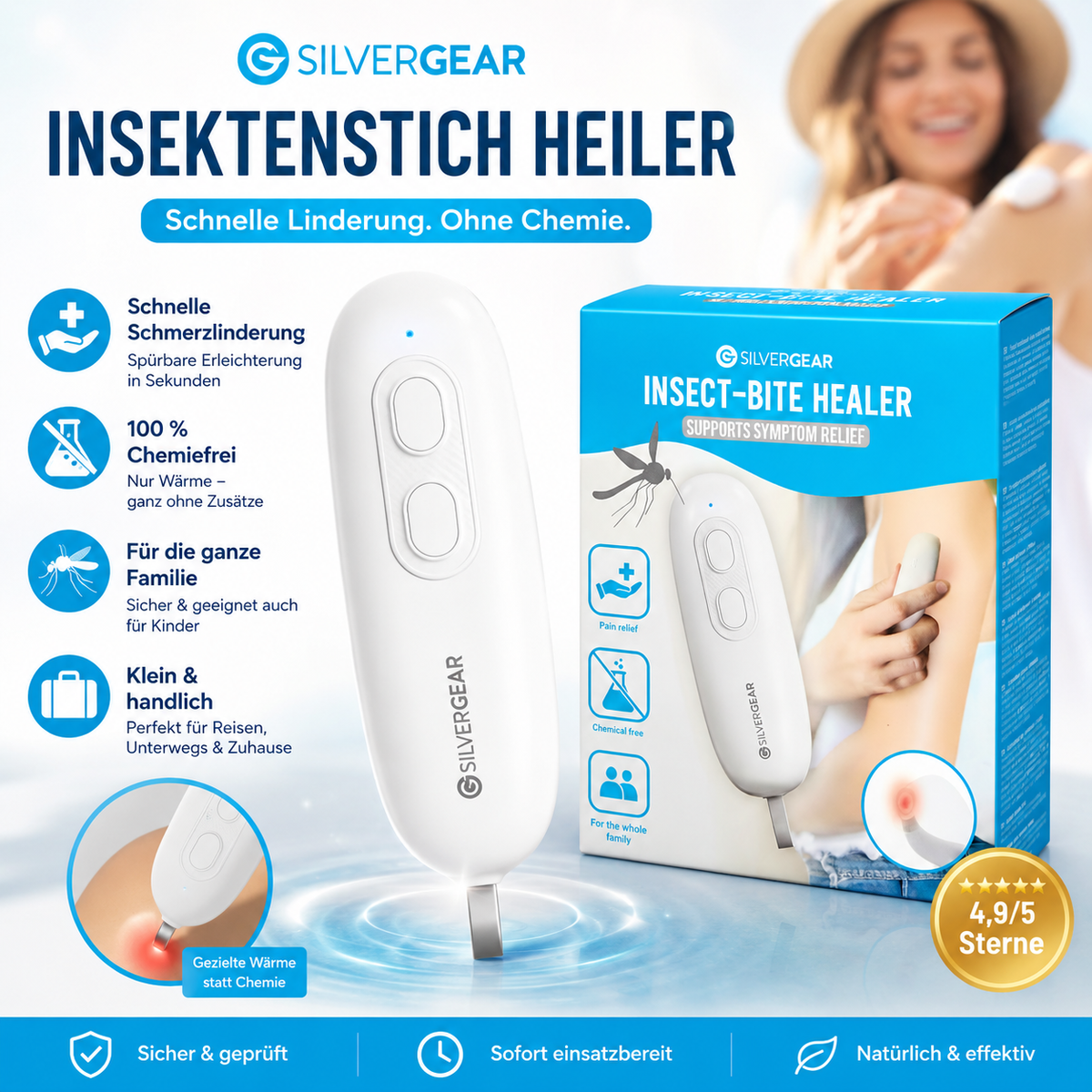 Silvergear | Insektenstichheiler mit Wärmefunktion -  Unterstützung bei Juckreiz und Hautreizungen