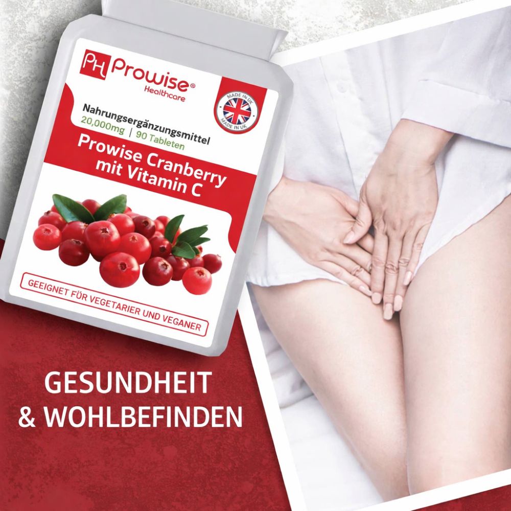Prowise Healthcare Doppelte Stärke Cranberry 20.000 mg mit Vitamin C · 90 Tabletten – Bild 3