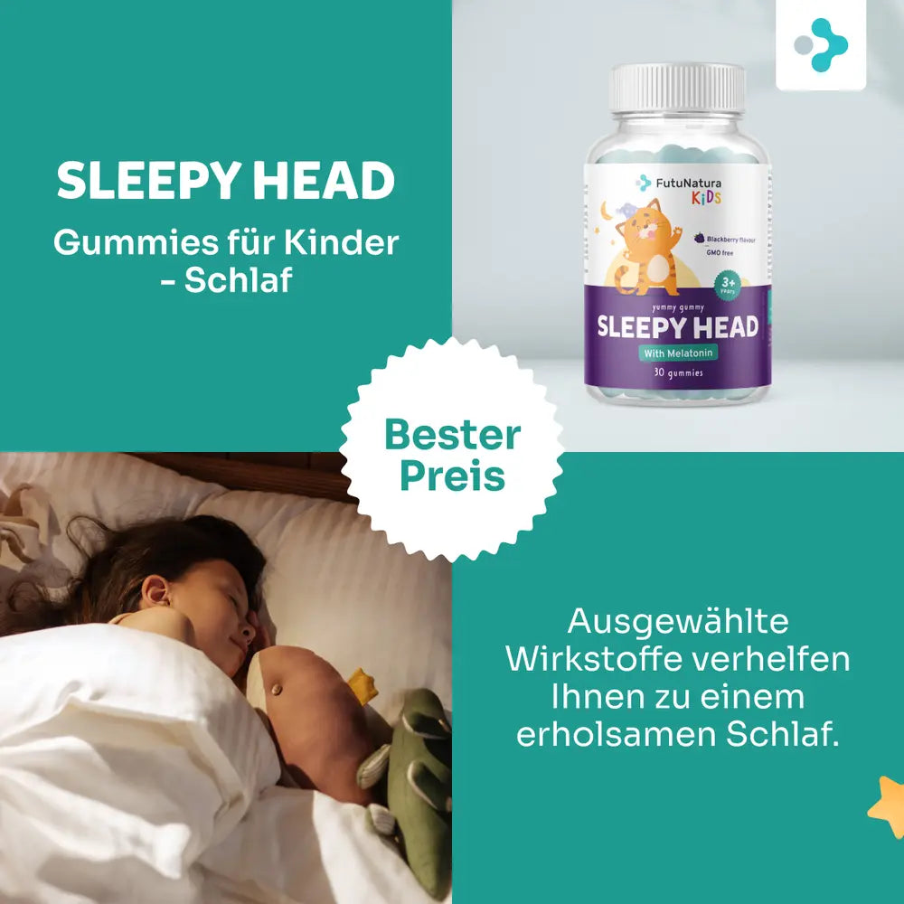 FutuNatura Sleepy head · Melatonin für besseren Schlaf · 30 Gummibonbons – Bild 4